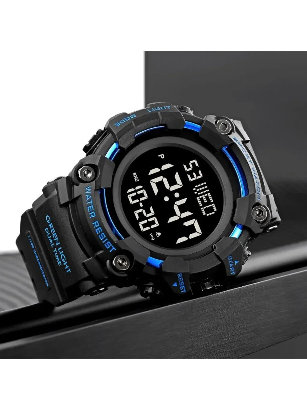 Men's Black And Blue Analog Electronic Military Multifunction LED Digital Watch